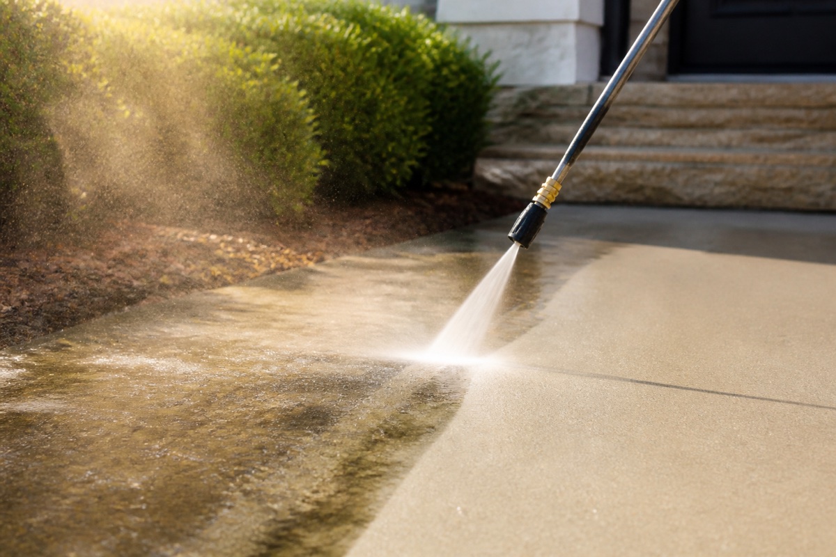Concrete Cleaning work in progress